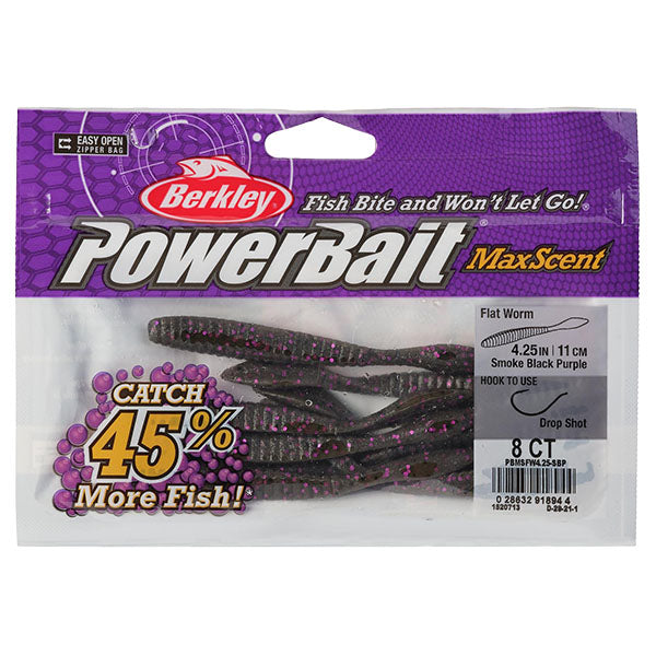 Powerbait MaxScent Flat Worm, 4.25in