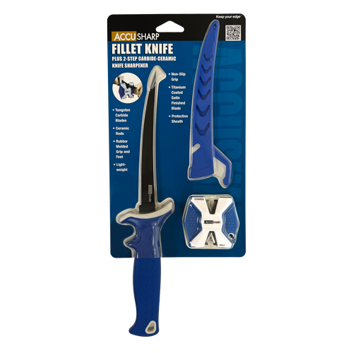 Fillet Knife w/Two-Step Carbide-Ceramic Sharpener