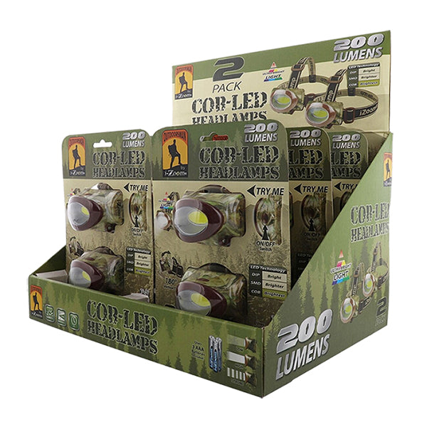 2pk 200lm COB LED Headlamp