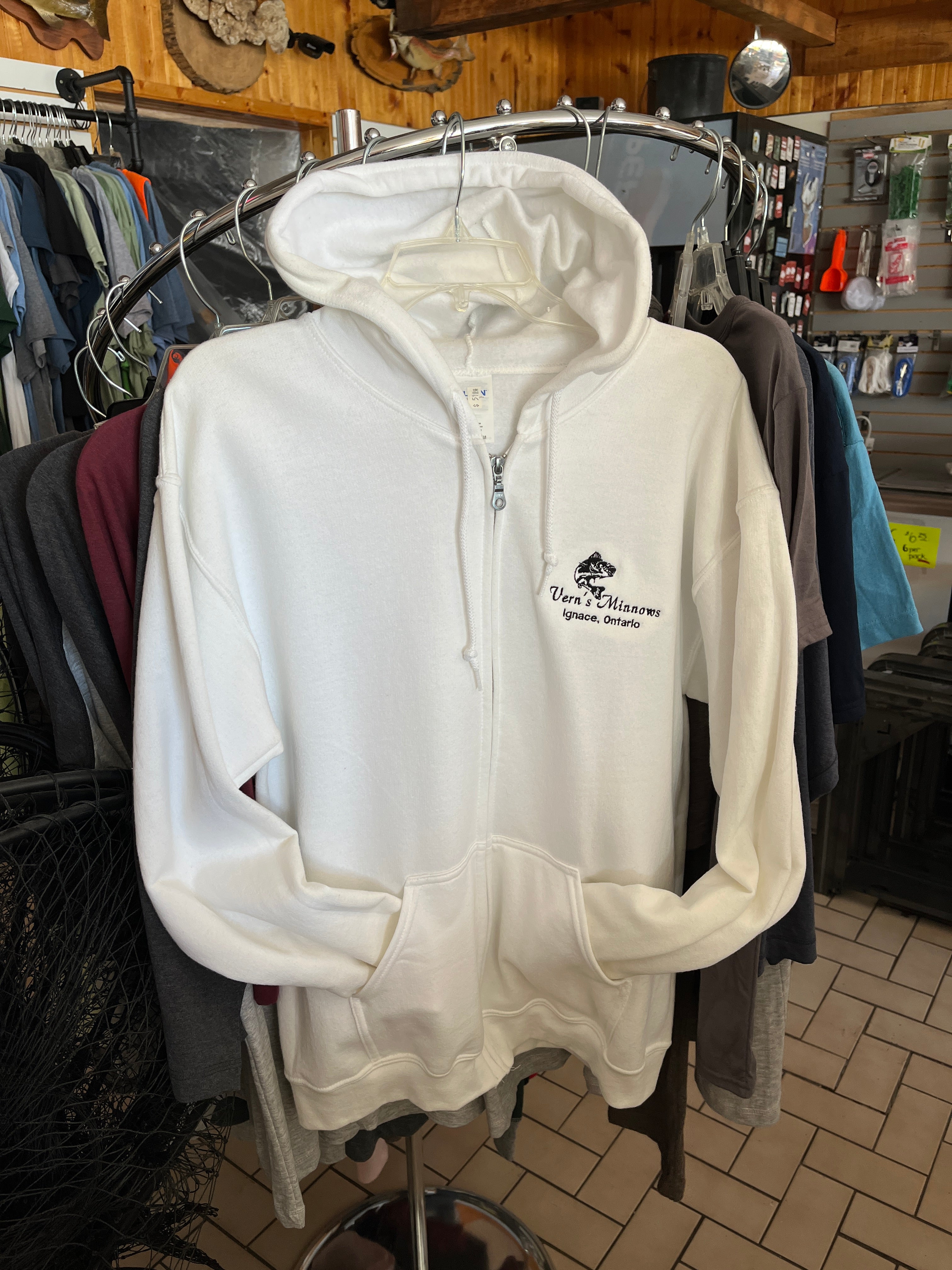 Verns Minnows Zip-Up Hoodie - White