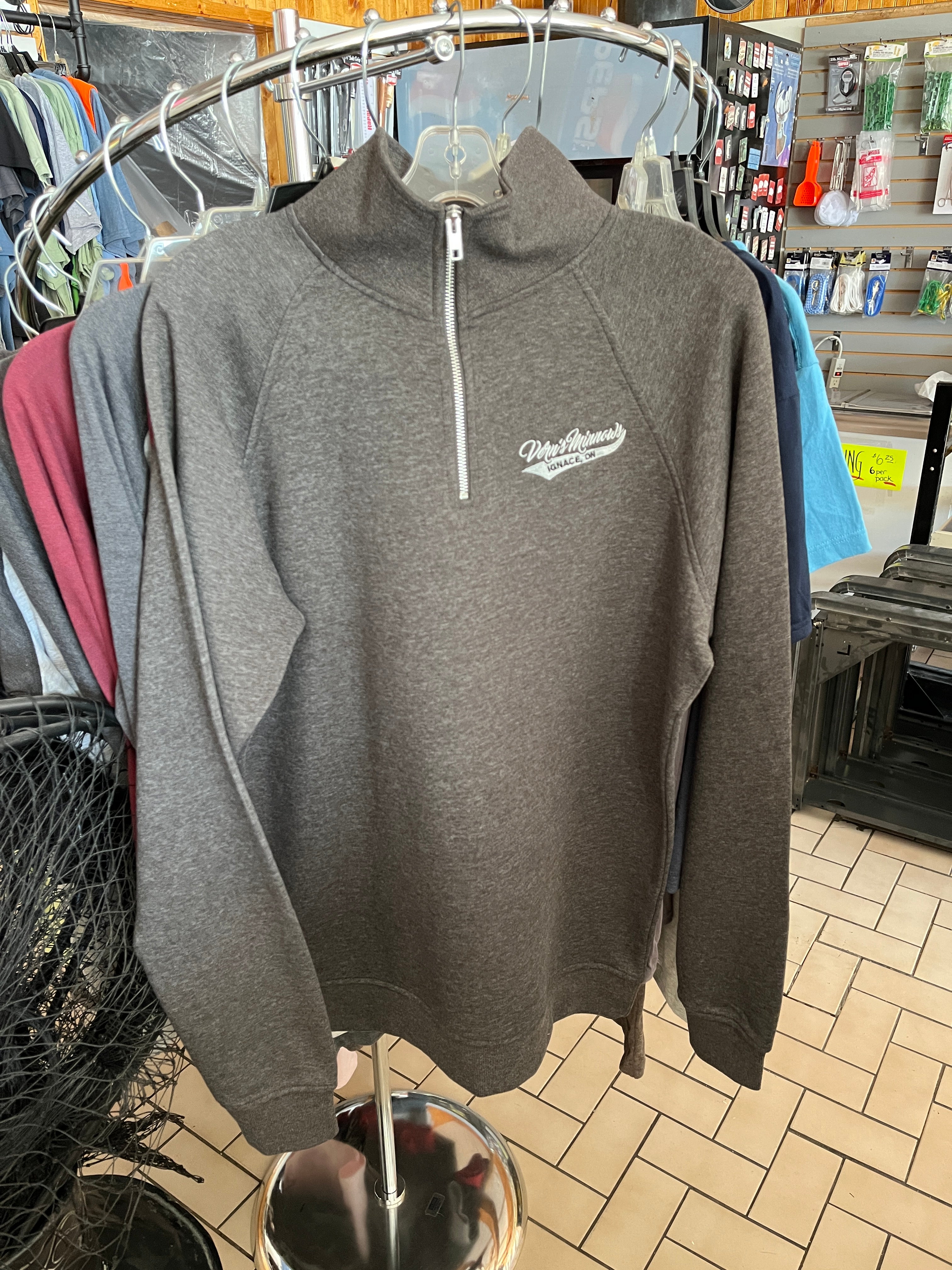 Verns Minnows Quarter Zip Sweater - Dark Grey