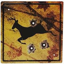 Deer Crossing/Bullet Holes - Tin Sign 9.5"x9.5"