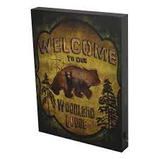 Welcom to Our Woodland Lodge - Wooden LED Sign